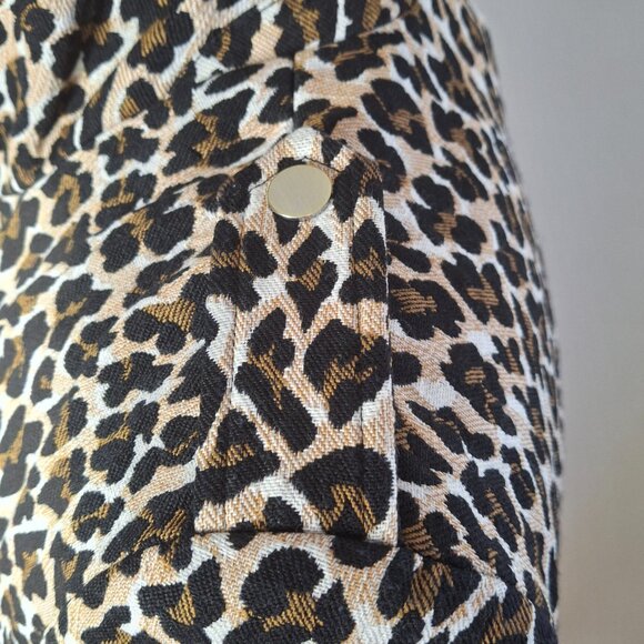 Bianca Nygard Sz 8 (Med) Animal Print Moto Jacket Short Zippered Lined Cotton - Picture 11 of 15
